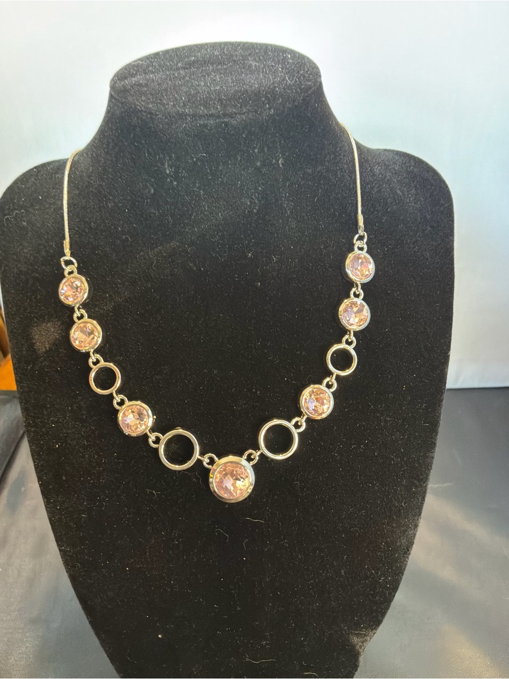 Elegant Pink Crystal Circle Necklace - Women's Jewelry